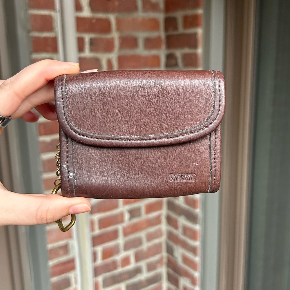 Vintage coach multifunction purse wallet 7219 mahogany brown leather keychain